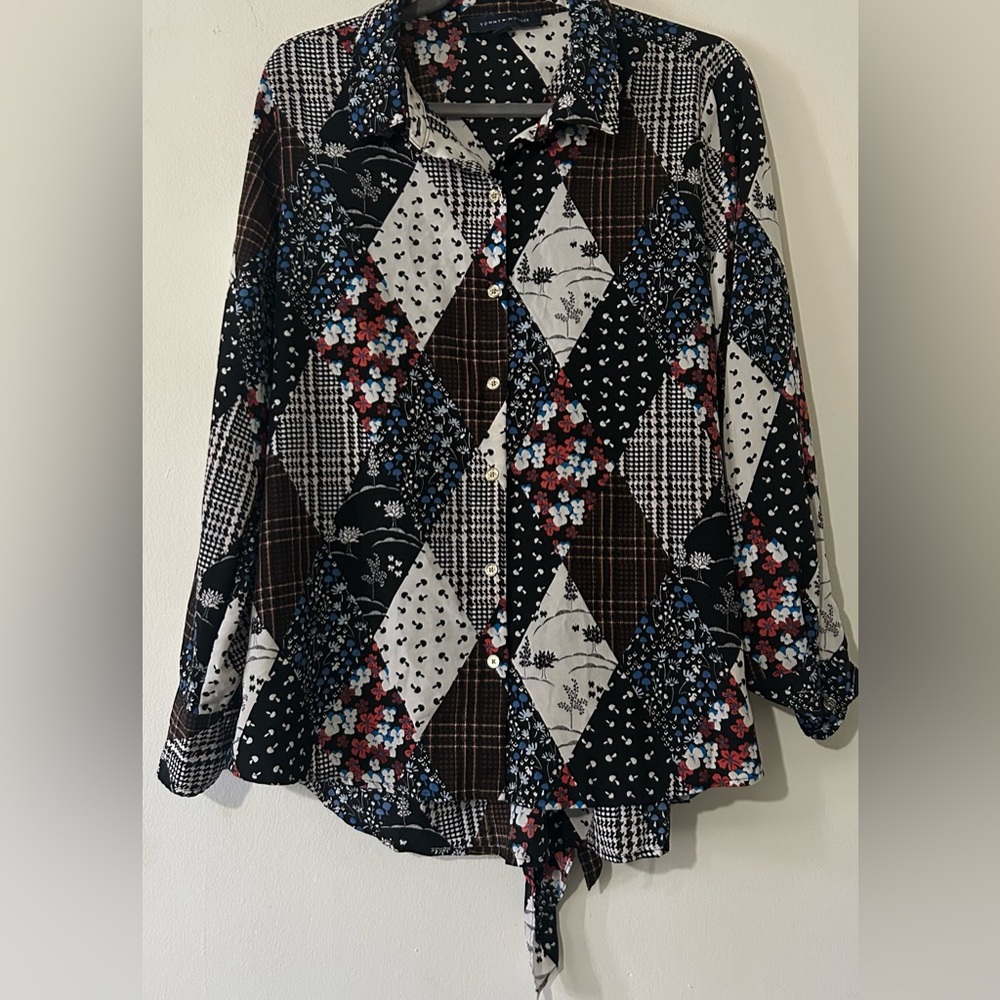 Tommy Hilfiger Multicolor Patchwork Button-Up Shi… - image 1
